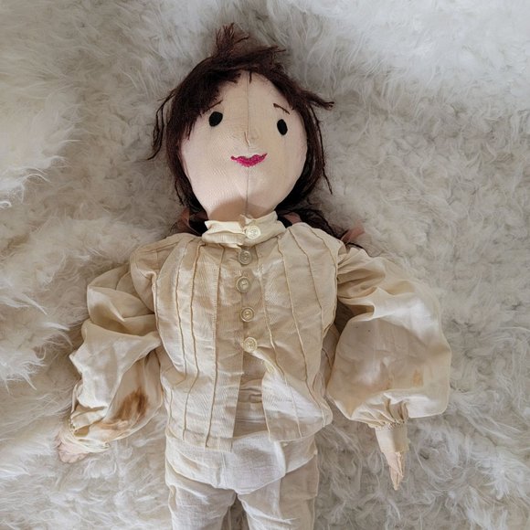 Vintage Handmade Hand Sewn Rag Doll with Custom Clothes - Picture 4 of 6